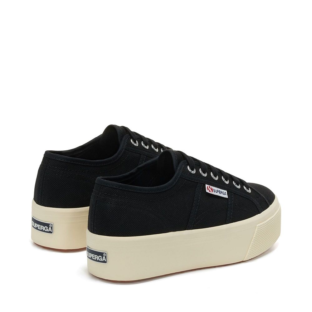 Superga 2790 Platform Black Platform Sneakers - Women's USA | US6932704